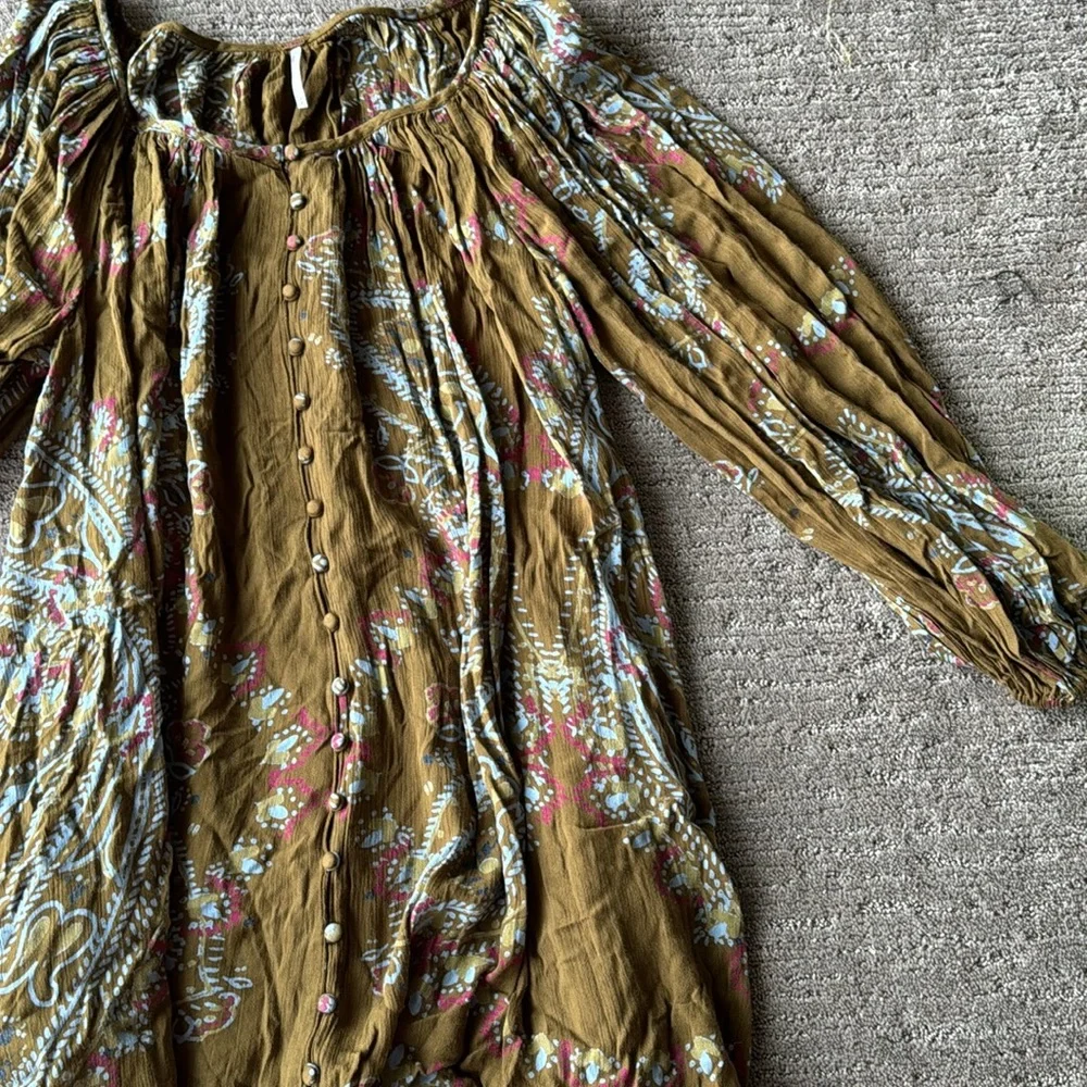 Free People Olive Peasant Babydoll Dress_4